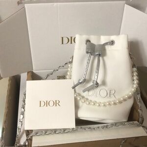 Sold Dior Beauty White Bucket Pouch